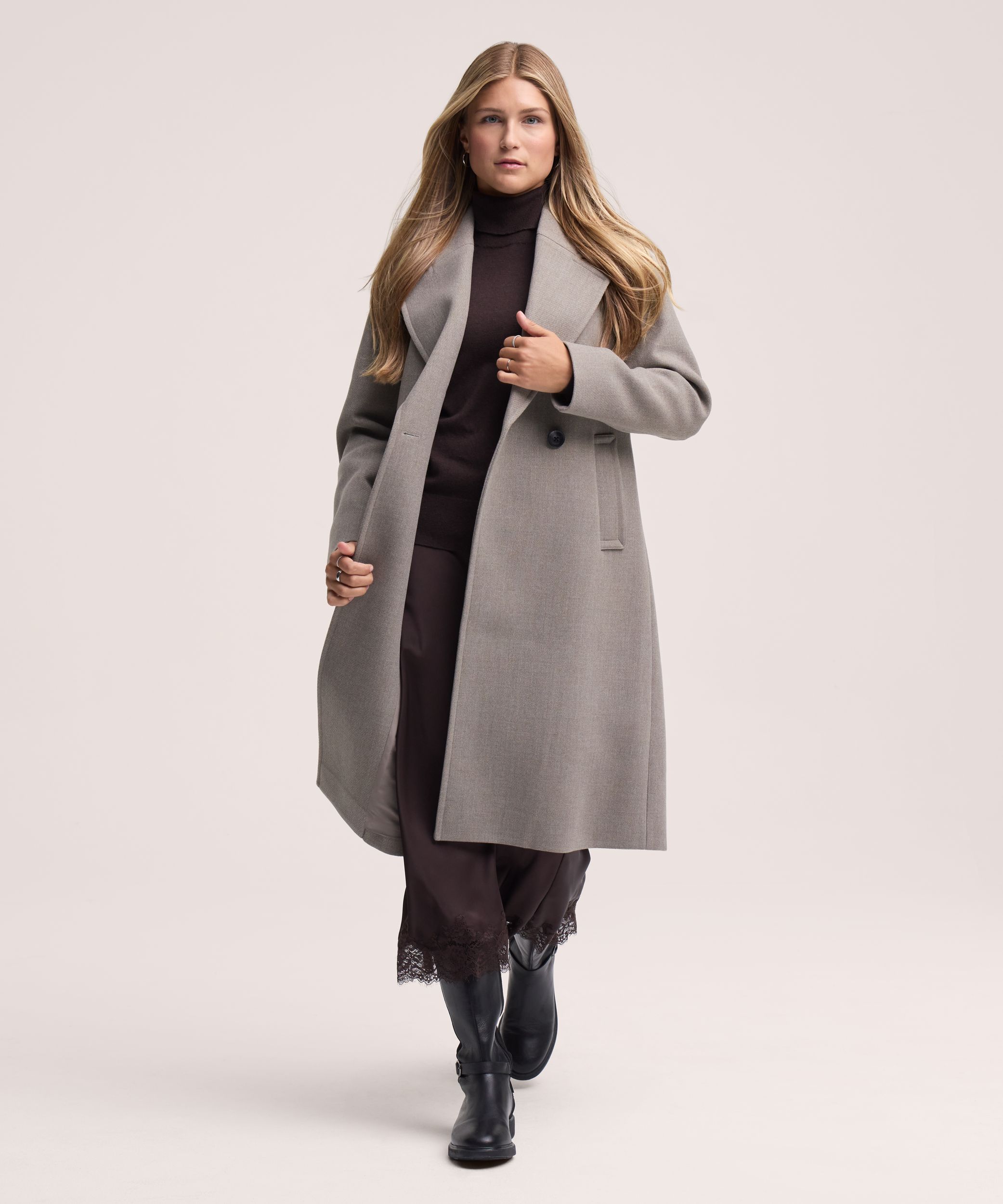 Veste longue boutonnée en fausse laine pour femmes, Denver Hayes