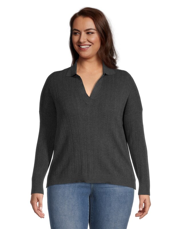 Women's Long Sleeve Polo Sweater Marks