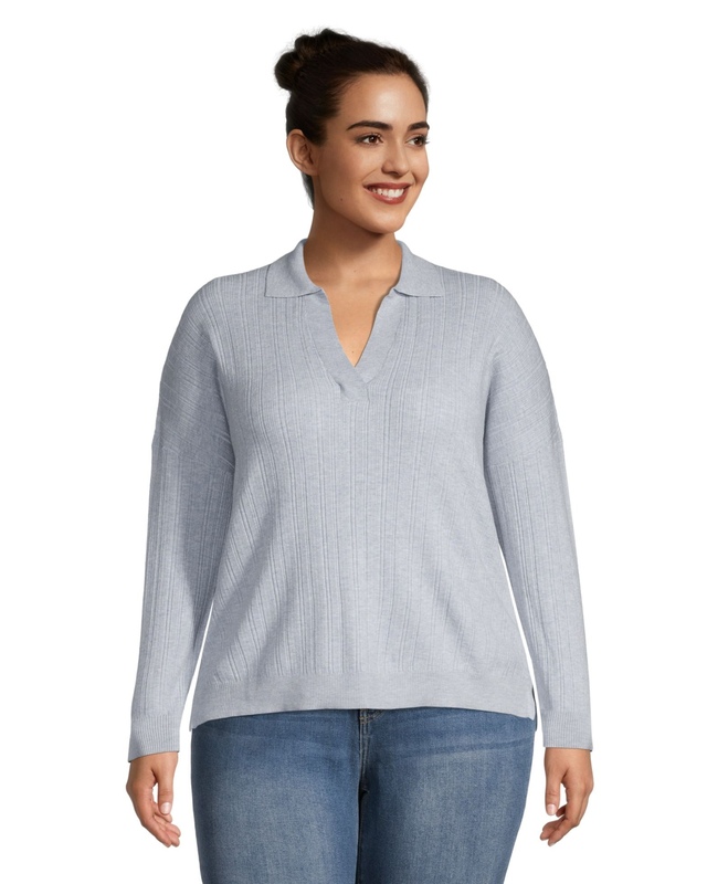 Women's Long Sleeve Polo Sweater Marks