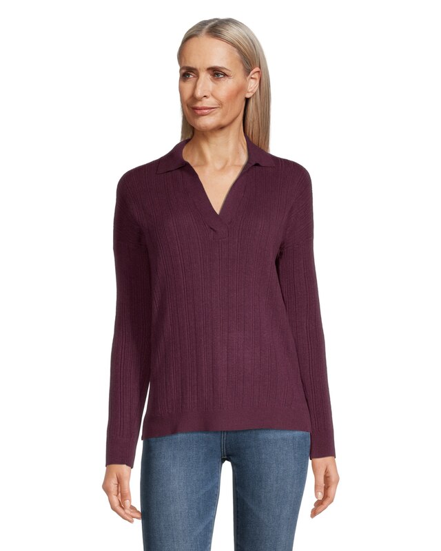 Women's Long Sleeve Polo Sweater Marks