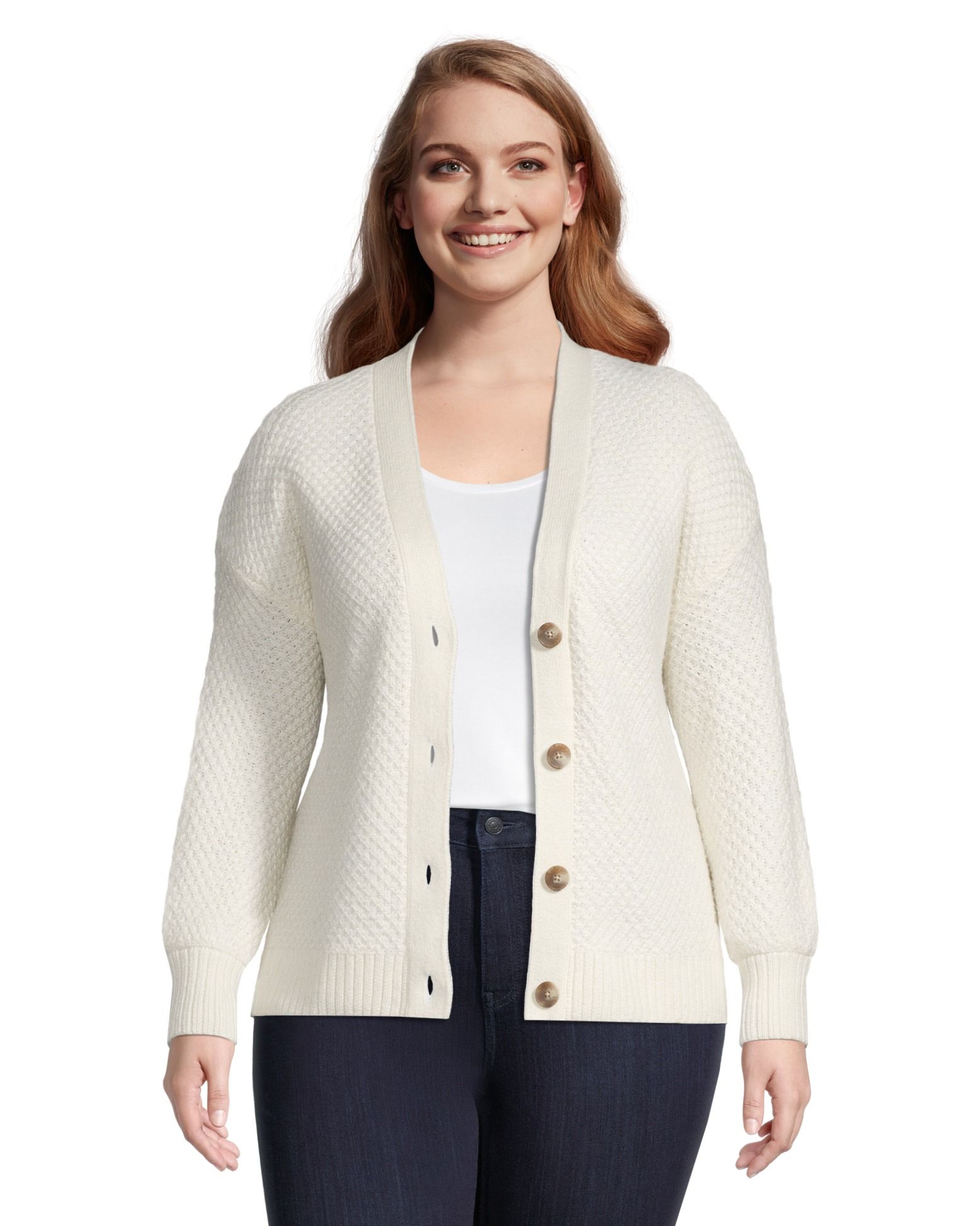 Denver Hayes Women's Long Sleeve Relaxed Fit Button Front Cardigan