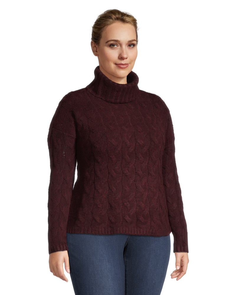 WindRiver Women's Heritage Cable Turtleneck Sweater