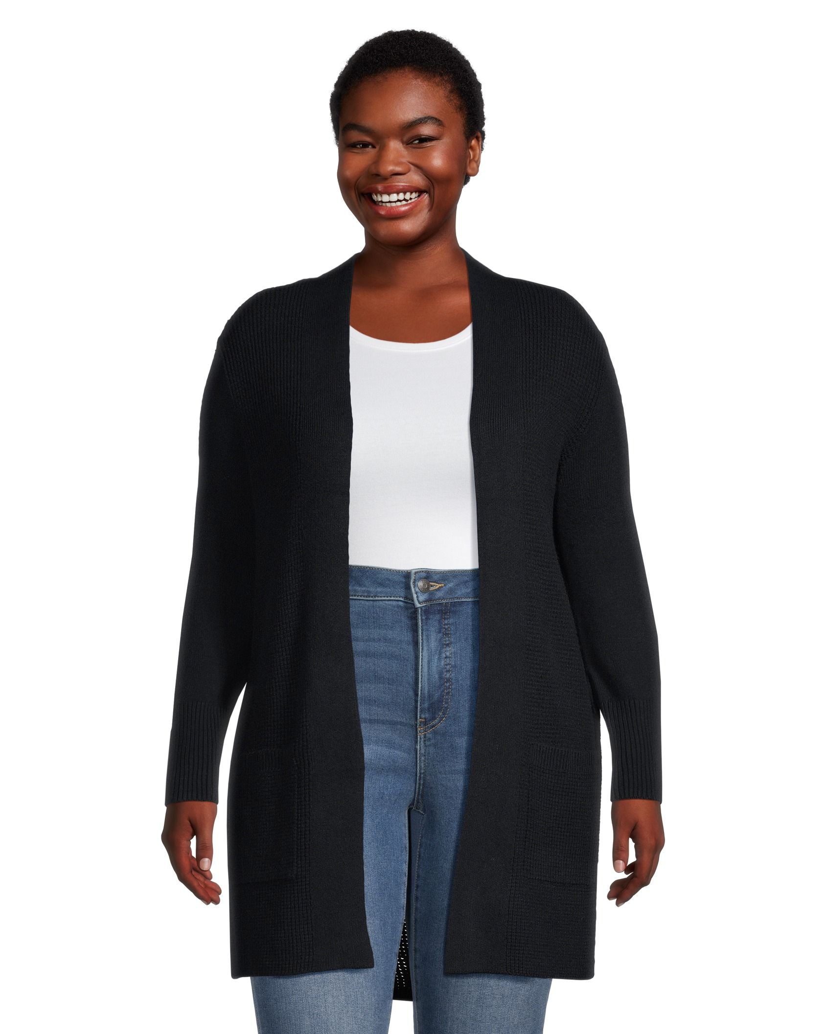 Denver Hayes Women's Cozy Waffle Fitted Open Cardigan | Marks