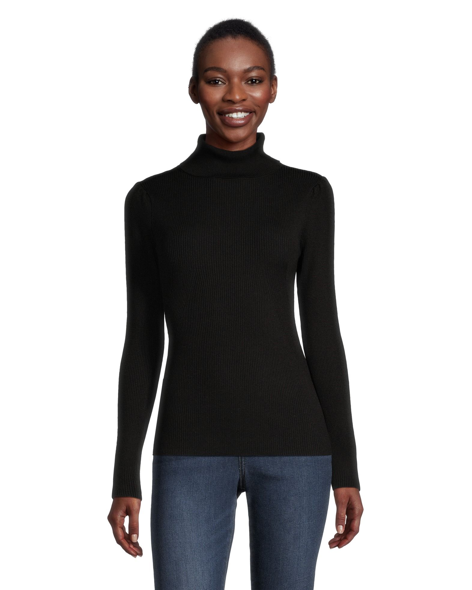 Denver Hayes Women's Fitted Ribbed Turtleneck Marks