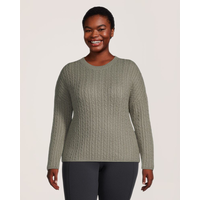 Chandail en tricot côtelé confortable semi-ajusté pour femmes, Denver Hayes Front_Flat