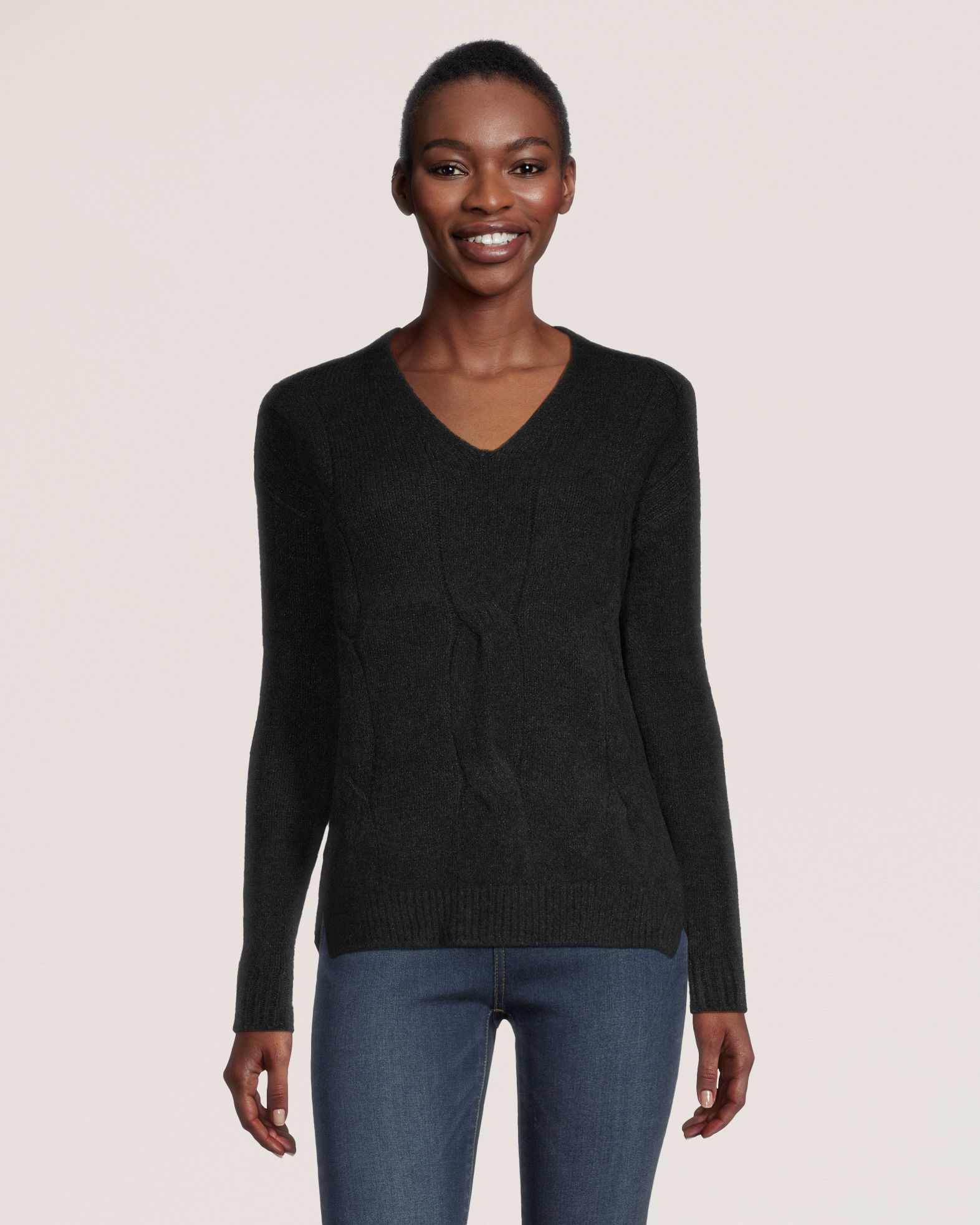 Denver Hayes Women's Luxe Supersoft Semi Fitted V Neck Pullover