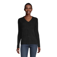 Denver Hayes Women's Luxe Supersoft Semi Fitted V Neck Pullover Sweater Front_Flat