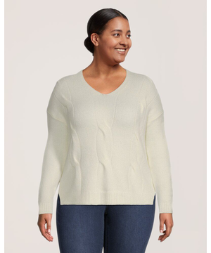 Denver Hayes Women's Luxe Supersoft Semi Fitted V Neck Pullover Sweater