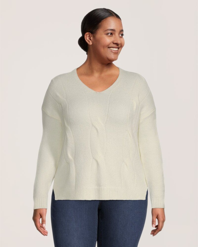 Denver Hayes Women's Luxe Supersoft Semi Fitted V Neck Pullover Sweater