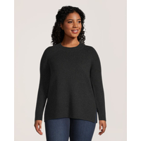 Denver Hayes Women's Semi Fitted Cozy Ribbed Crewneck Pullover Sweater Front_Flat