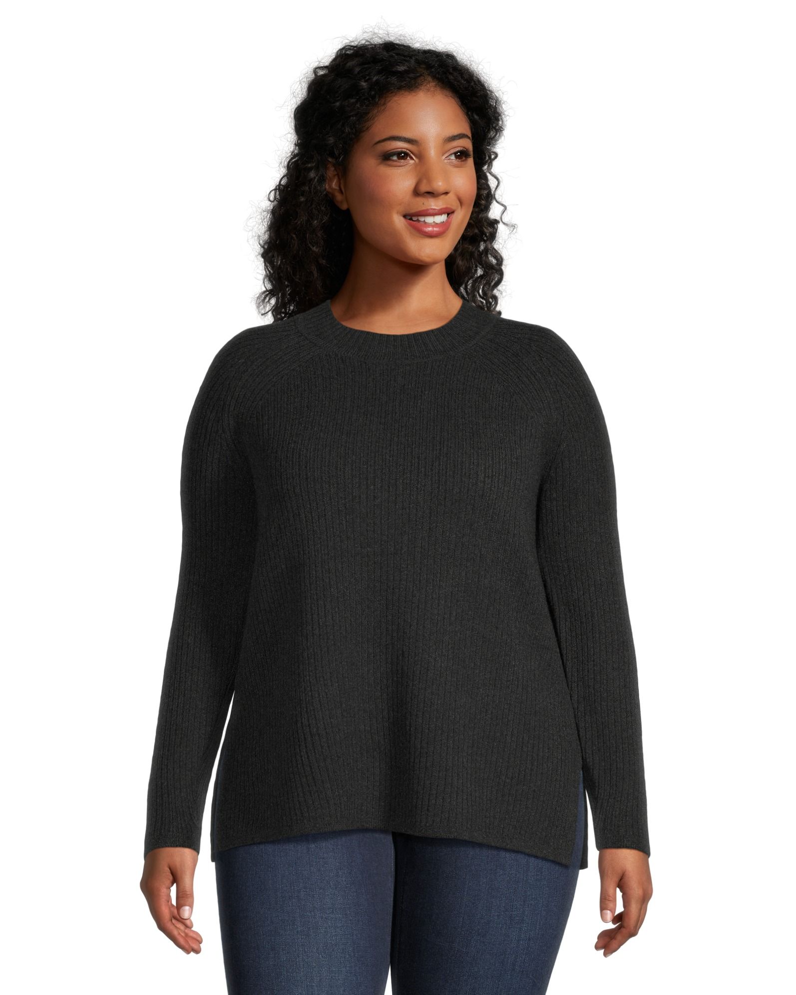 Denver Hayes Women's Semi Fitted Cozy Ribbed Crewneck Pullover