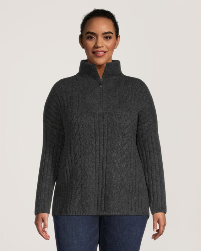Denver Hayes Women's Luxe Supersoft Relaxed Fit 1/4 Zip Pullover Sweater