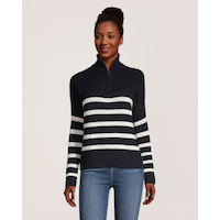 Denver Hayes Women's Relaxed Fit Drop Shoulder 1/4 Zip Pullover Sweater Front_Flat