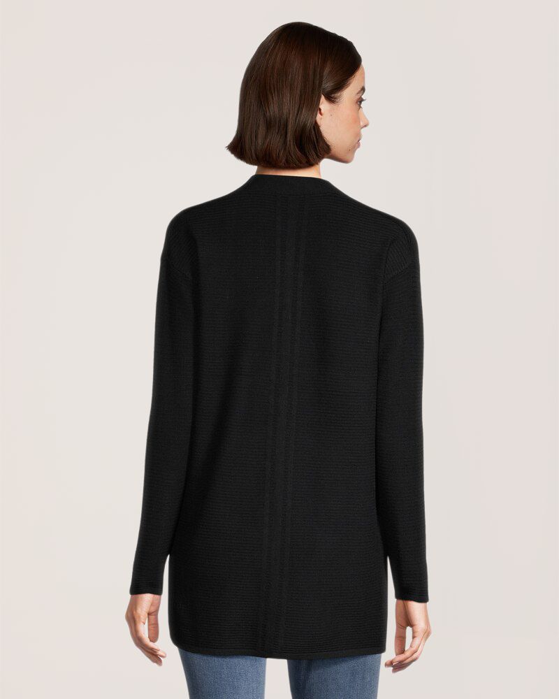 Denver Hayes Women's Semi Fitted Ribbed Open Front Cardigan