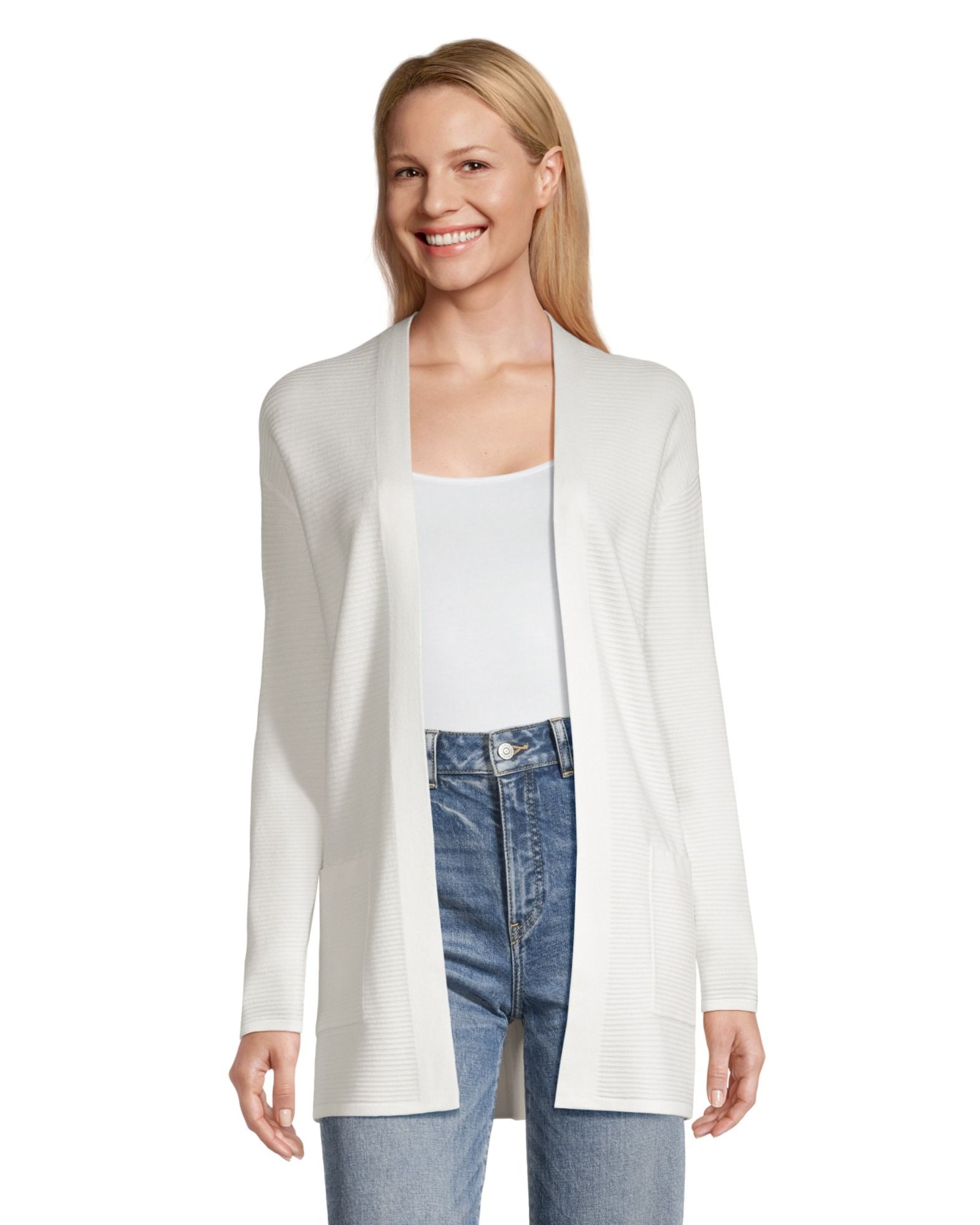 Denver Hayes Women's Semi Fitted Ribbed Open Front Cardigan | Marks