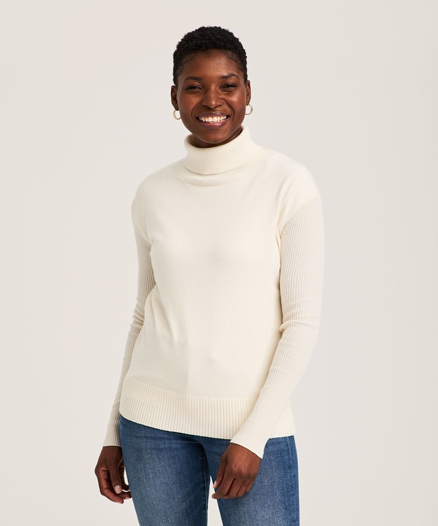 Denver Hayes Women's Everyday Cotton  Turtleneck Pullover Sweater