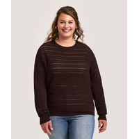 Denver Hayes Women's Boat Neck Pointelle Pullover Sweater Front_Flat