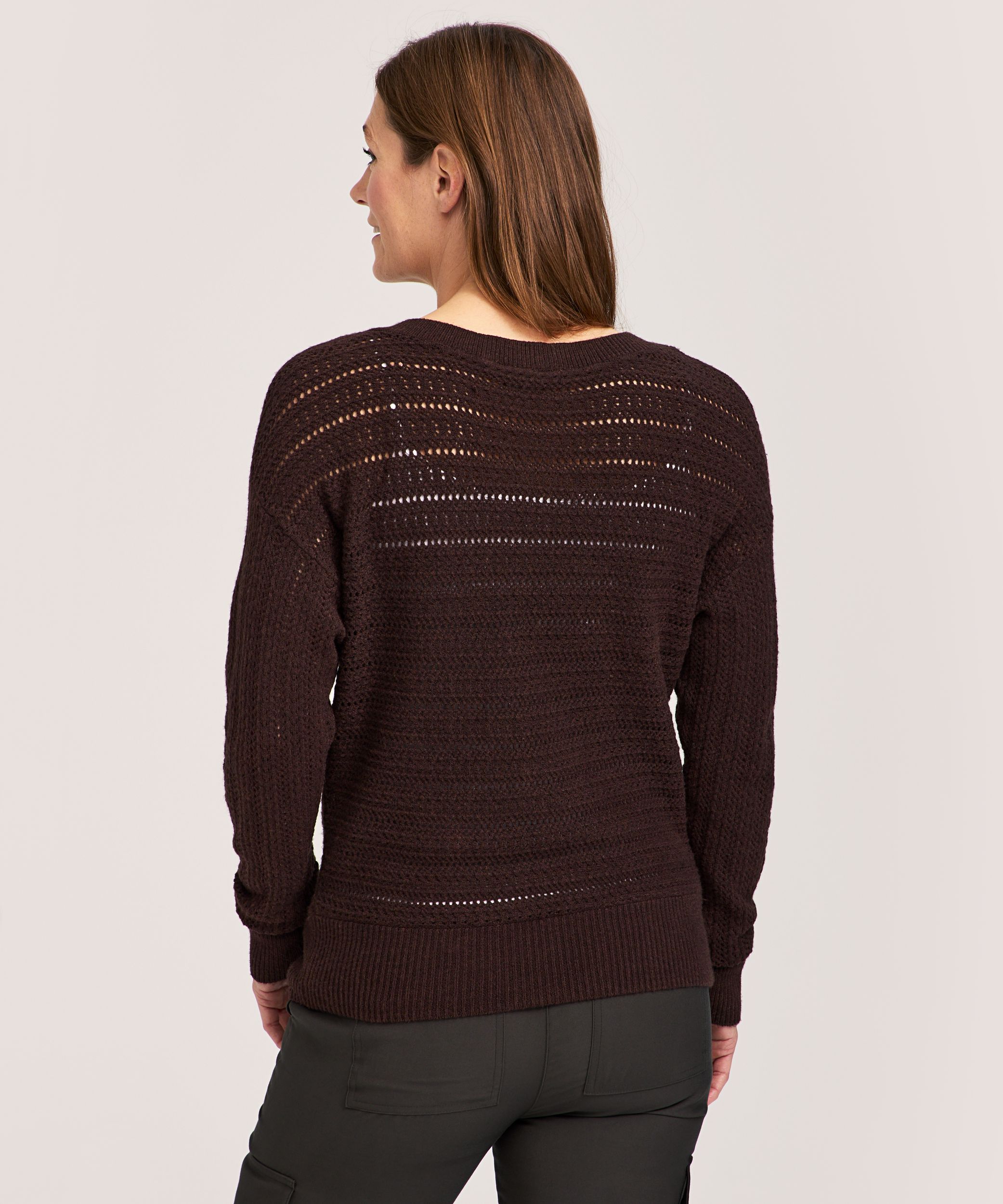Denver Hayes Women's Boat Neck Pointelle Pullover Sweater