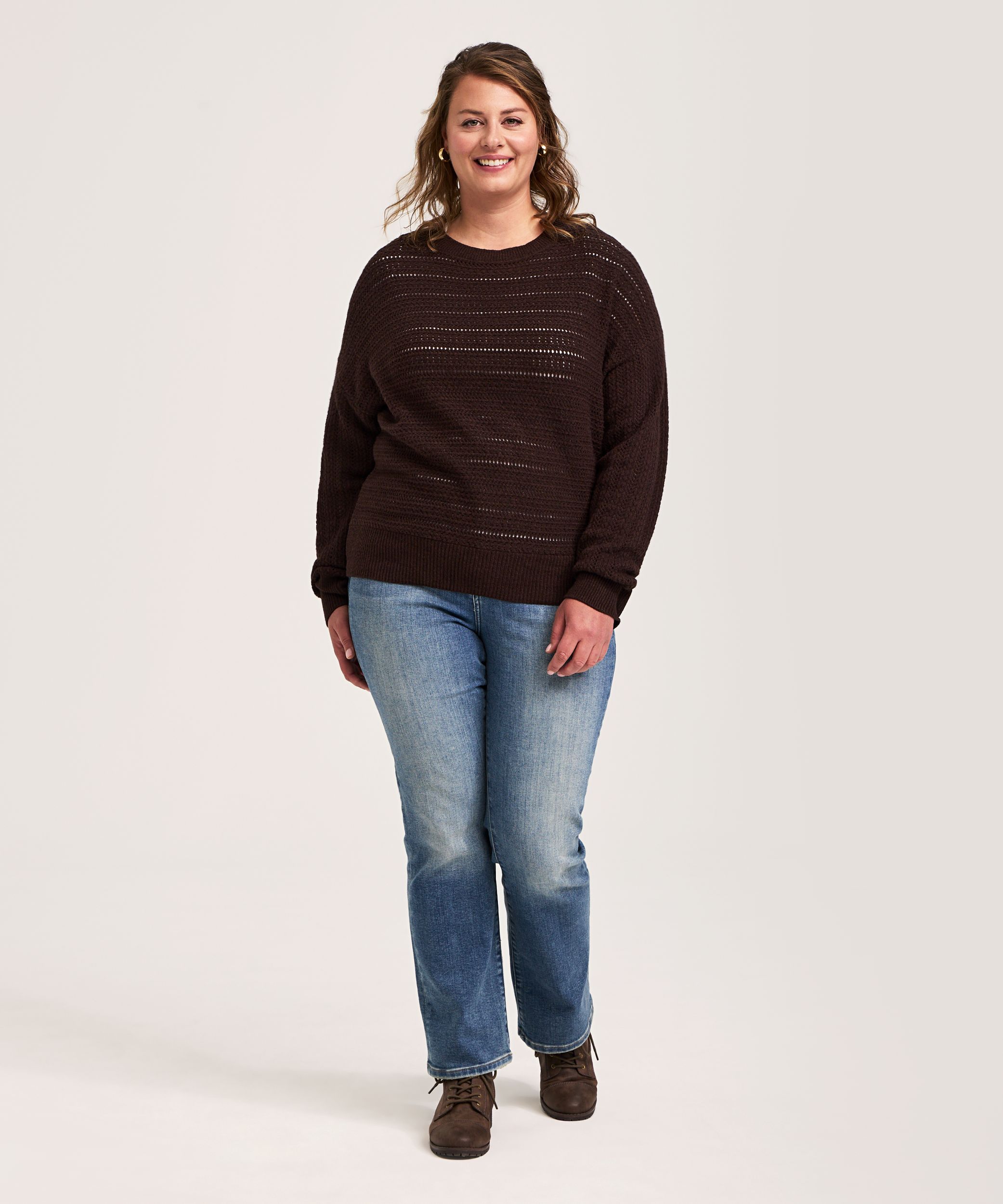 Denver Hayes Women's Boat Neck Pointelle Pullover Sweater