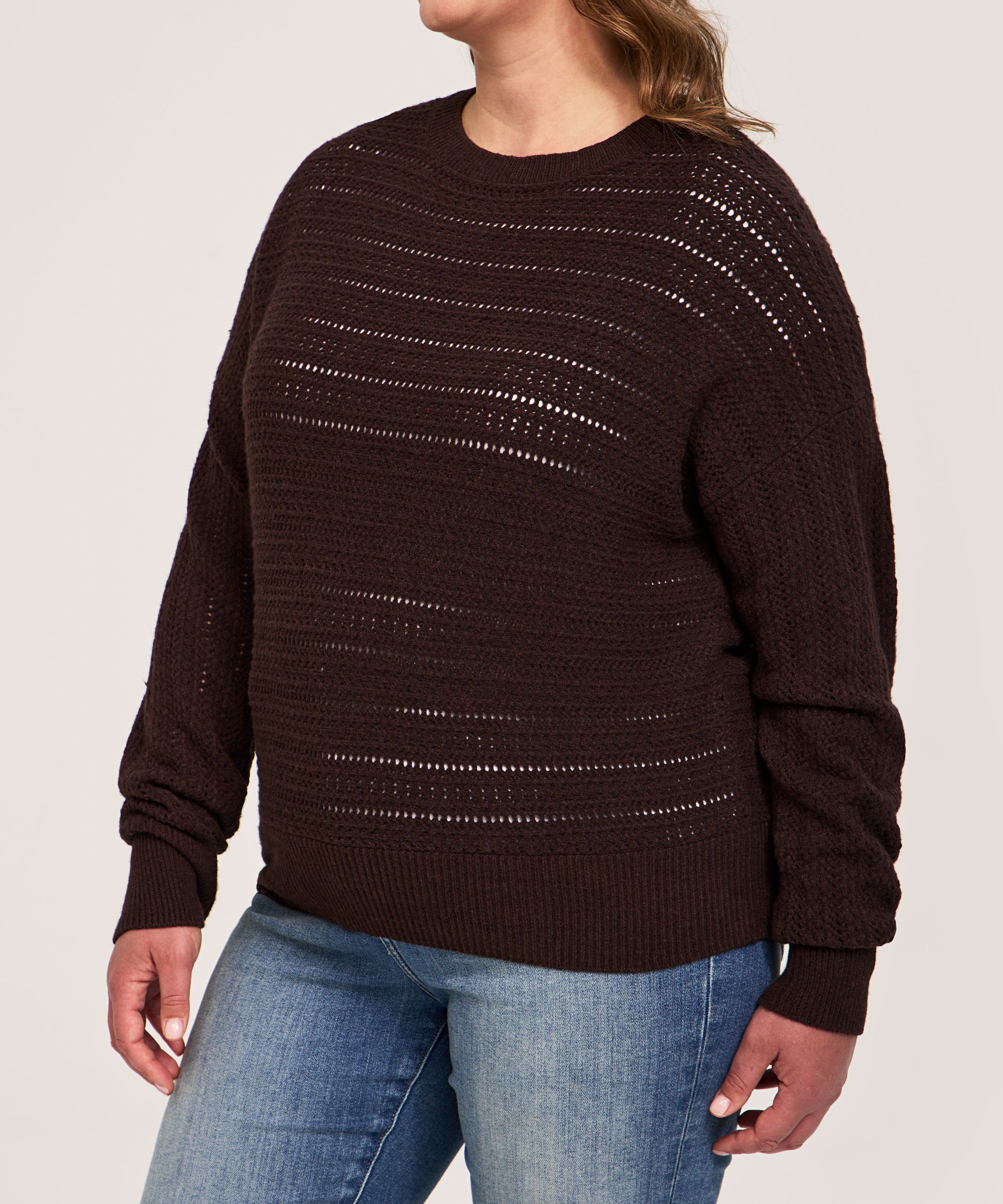 Denver Hayes Women's Boat Neck Pointelle Pullover Sweater