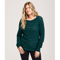 Denver Hayes Women's Boat Neck Pointelle Pullover Sweater