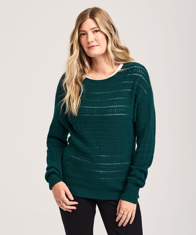 Chandail à motif ajouré et à encolure bateau pour femmes, Denver Hayes