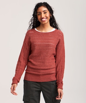 Chandail à motif ajouré et à encolure bateau pour femmes, Denver Hayes