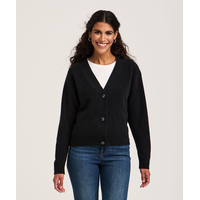 Denver Hayes Women's Jersey Stitch Button Up Cardigan Front_Flat
