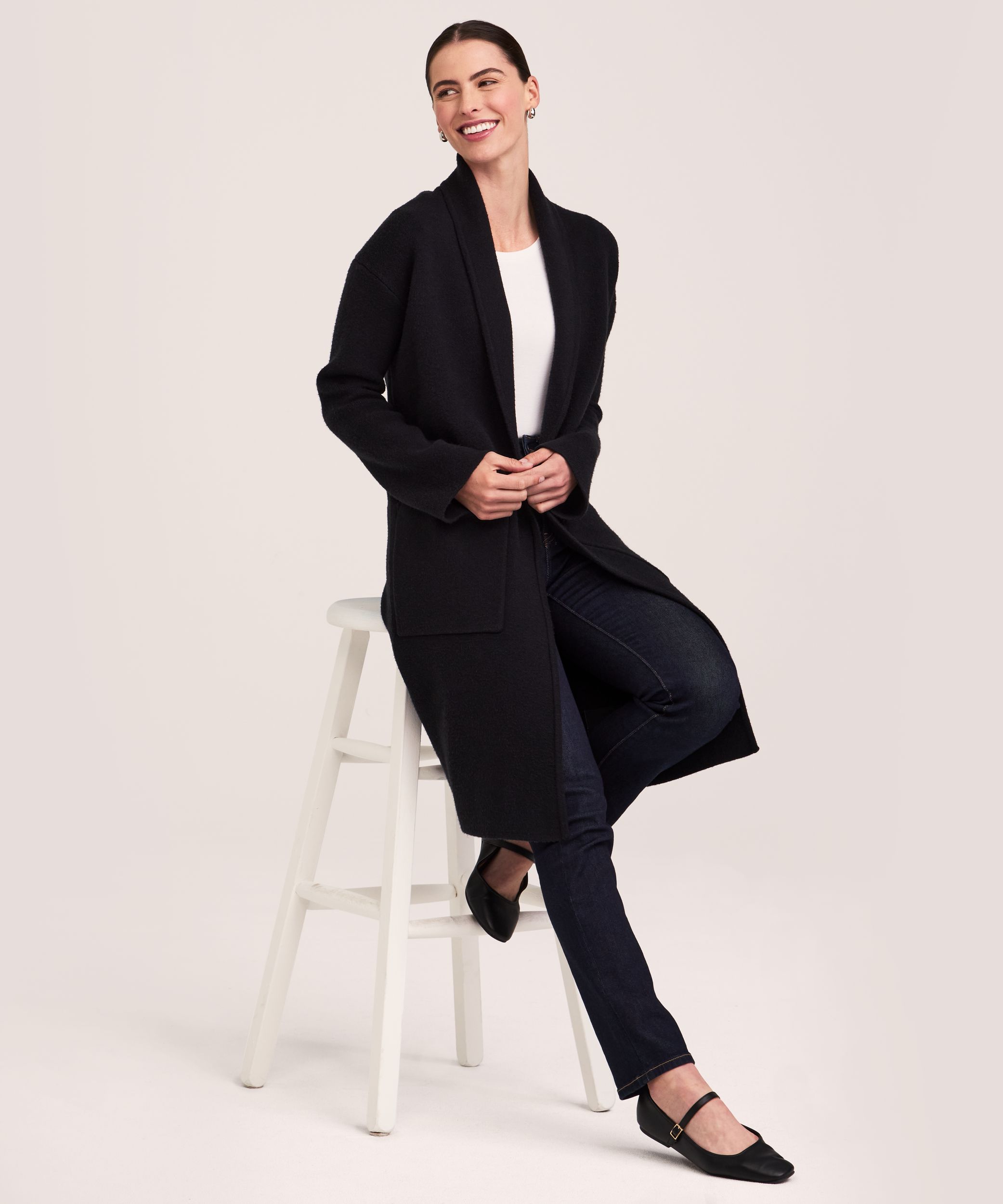 Denver Hayes Women's Long Sleeve Double Knit Coatigan