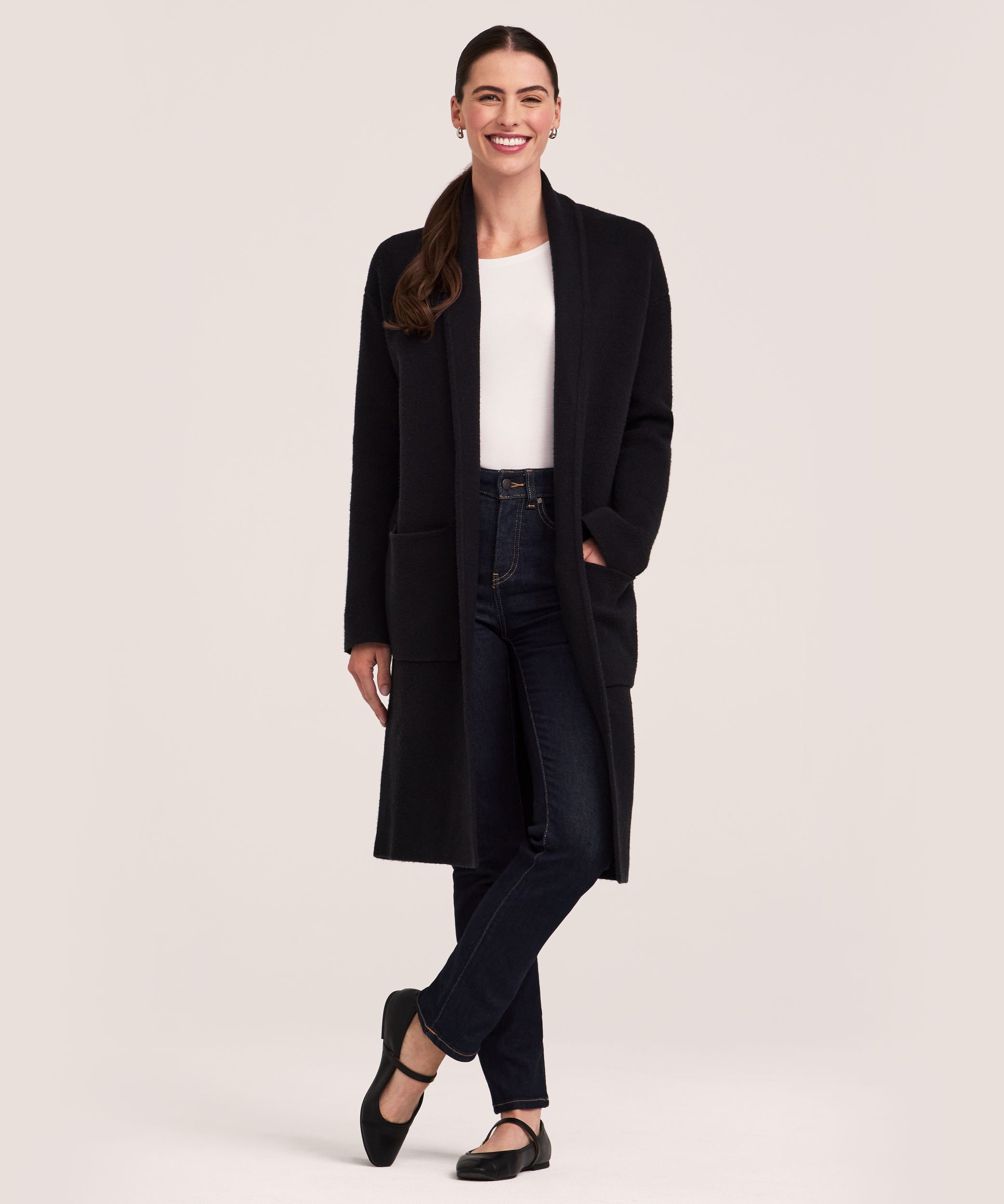 Denver Hayes Women's Long Sleeve Double Knit Coatigan