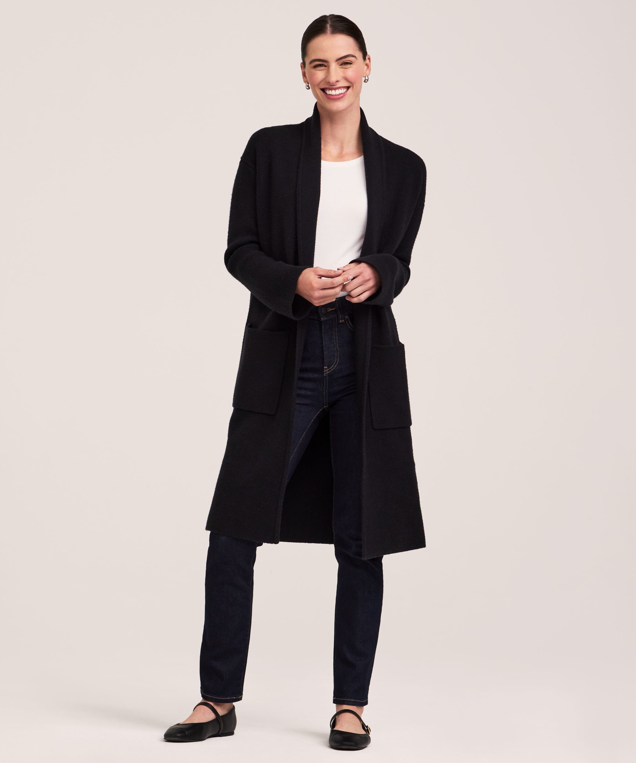 Denver Hayes Women's Long Sleeve Double Knit Coatigan