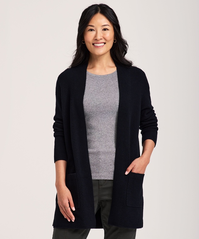 Cardigan ouvert à point de brioche fantaisie pour femmes, Denver Hayes