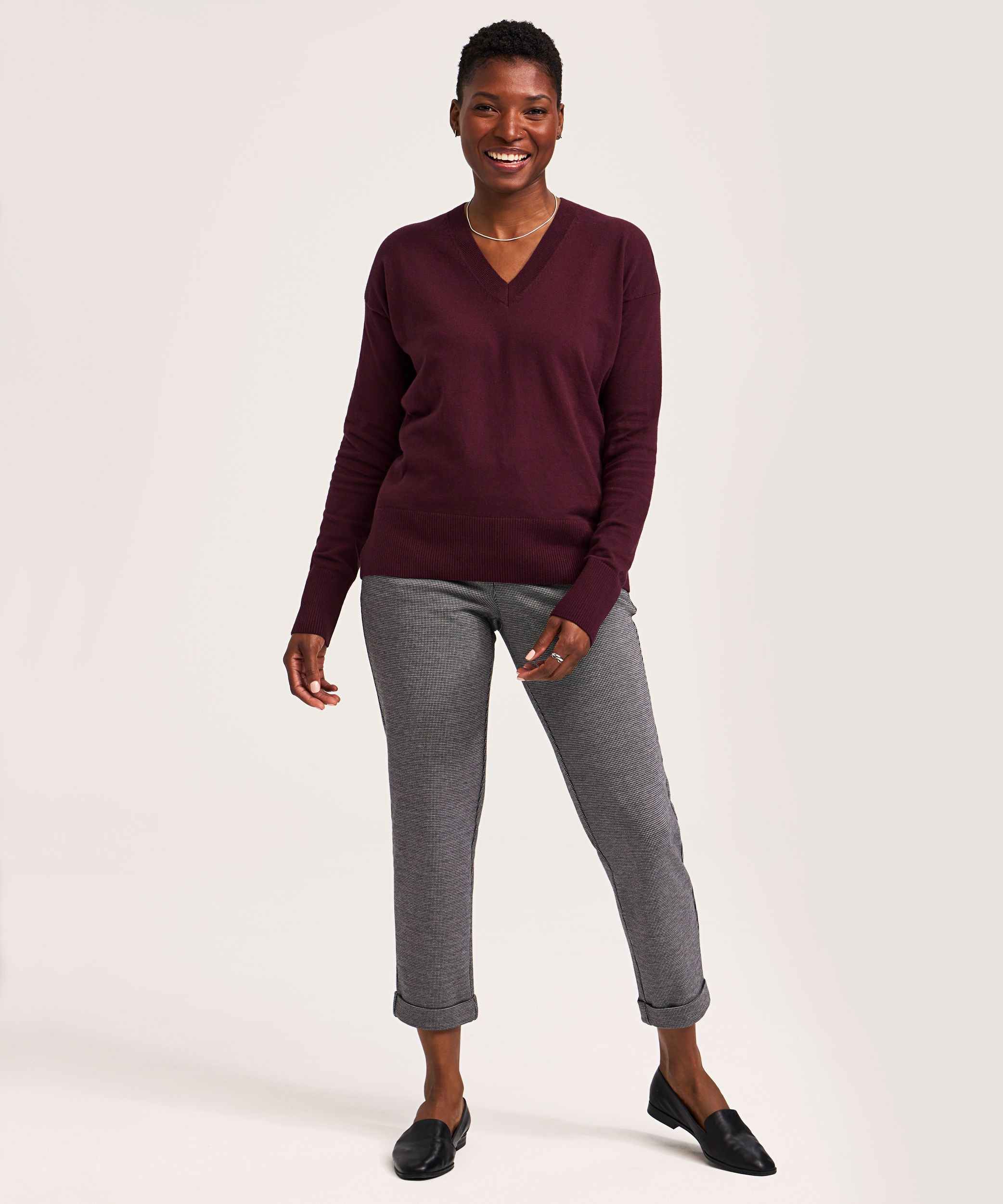 Denver Hayes Women's Everyday Cotton V Neck Pullover Sweater