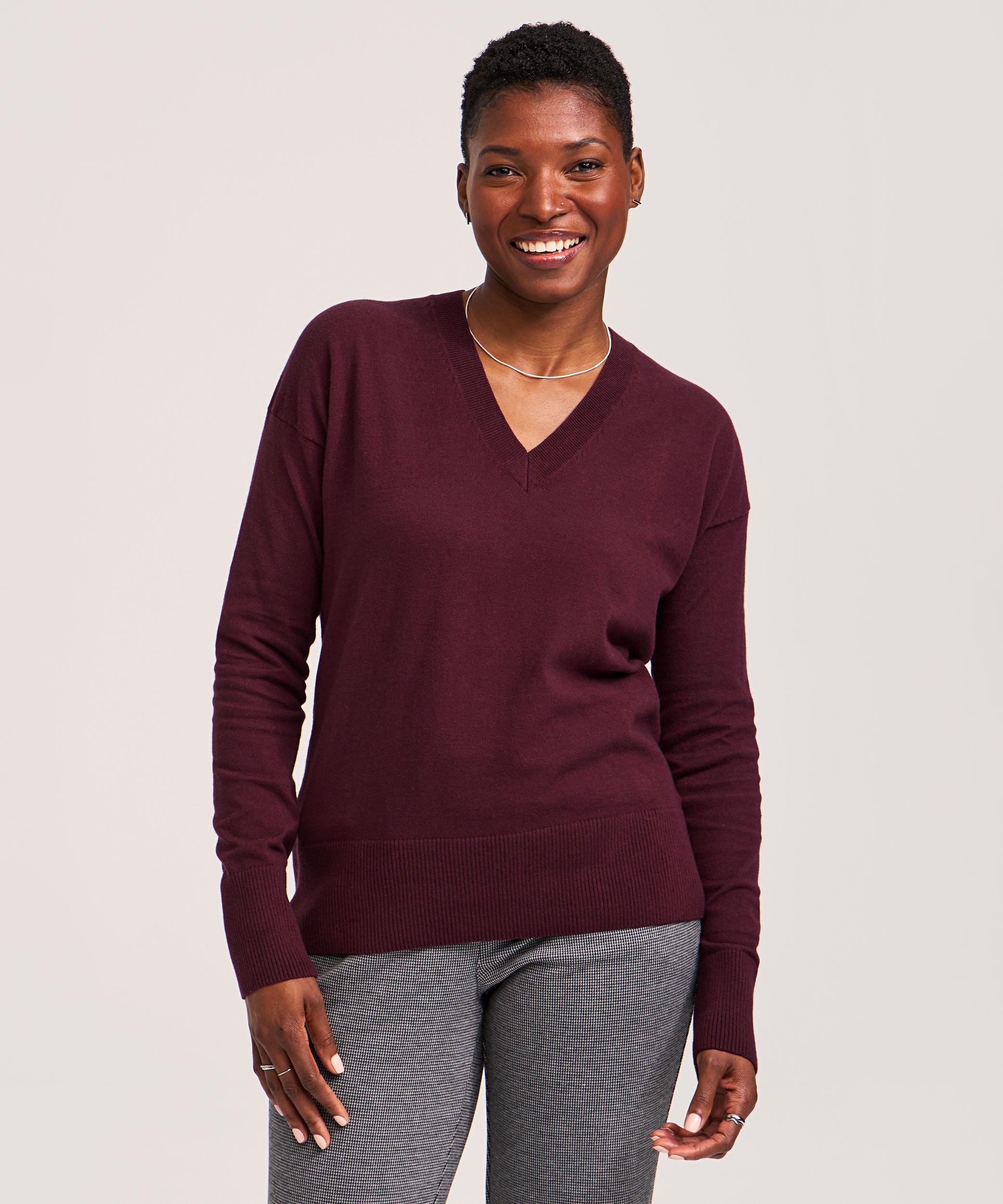 Denver Hayes Women's Everyday Cotton V Neck Pullover Sweater