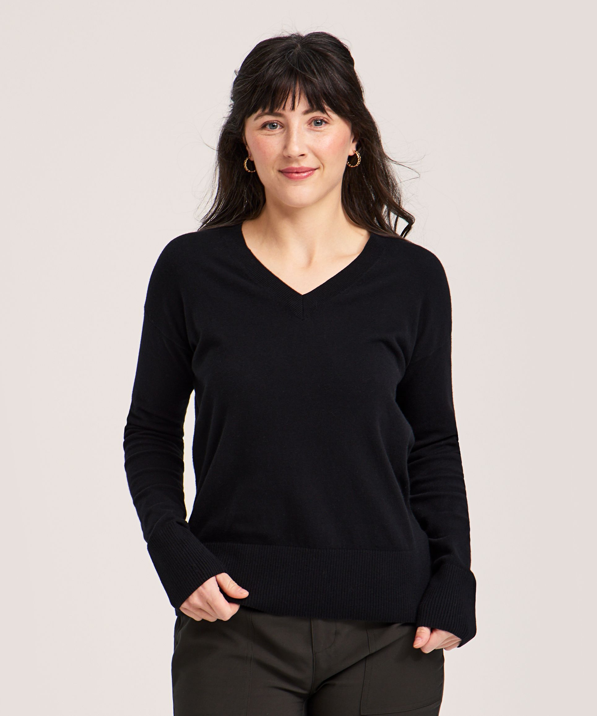 Denver Hayes Women's Everyday Cotton V Neck Pullover Sweater