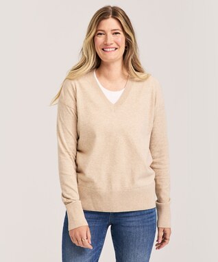 Denver Hayes Women's Everyday Cotton V Neck Pullover Sweater