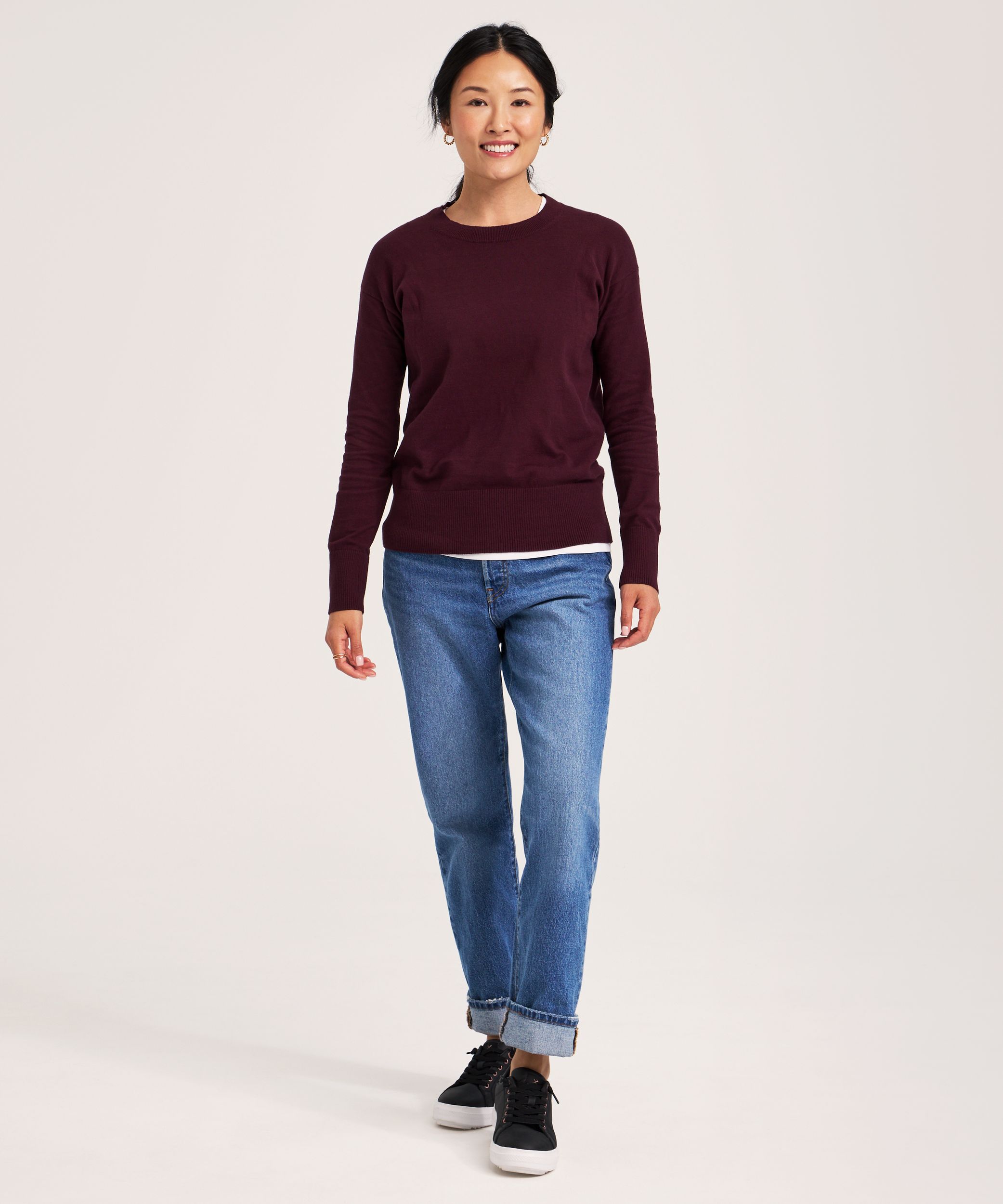 Denver Hayes Women's Everyday Cotton Crewneck Pullover Sweater