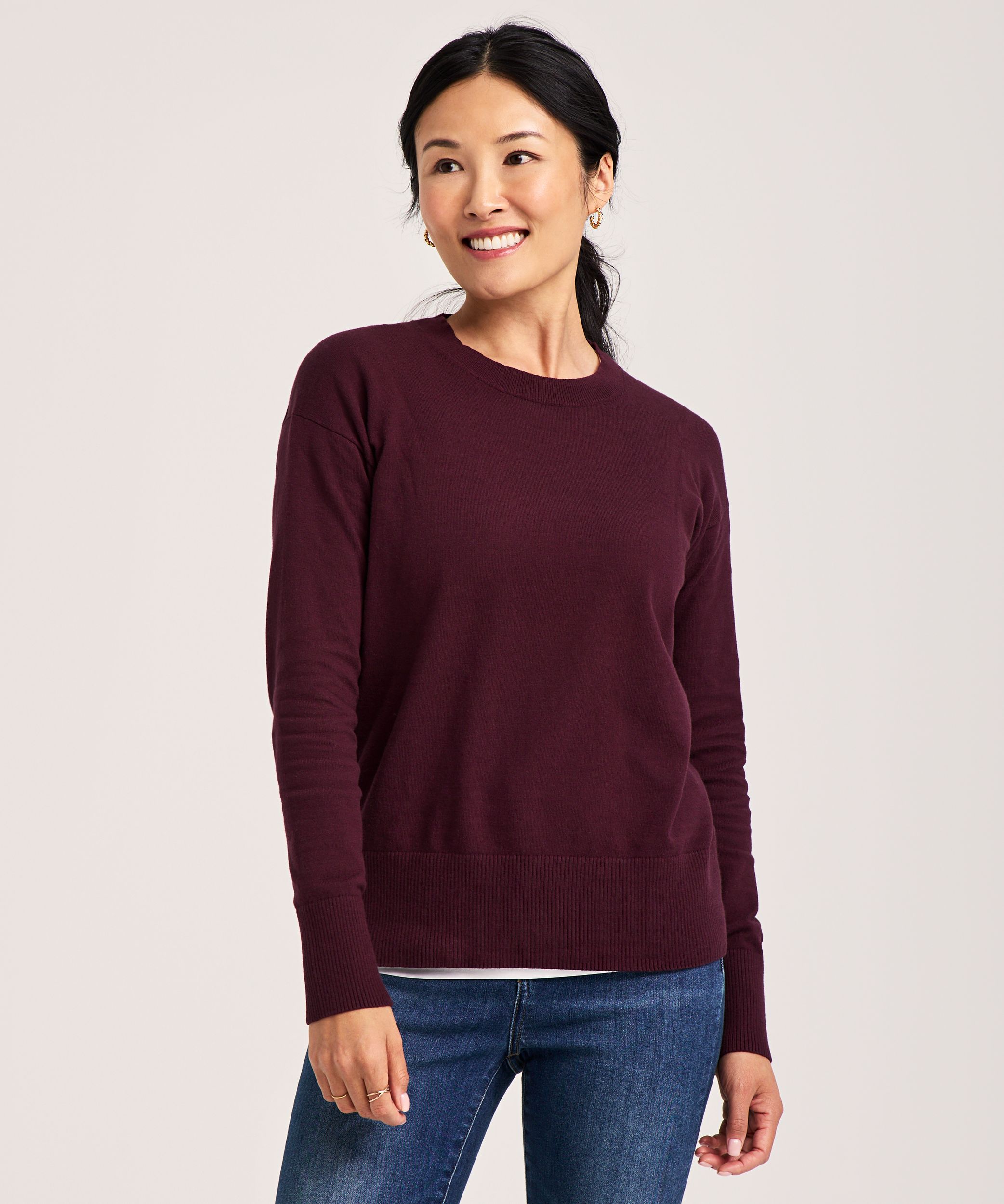 Denver Hayes Women's Everyday Cotton Crewneck Pullover Sweater