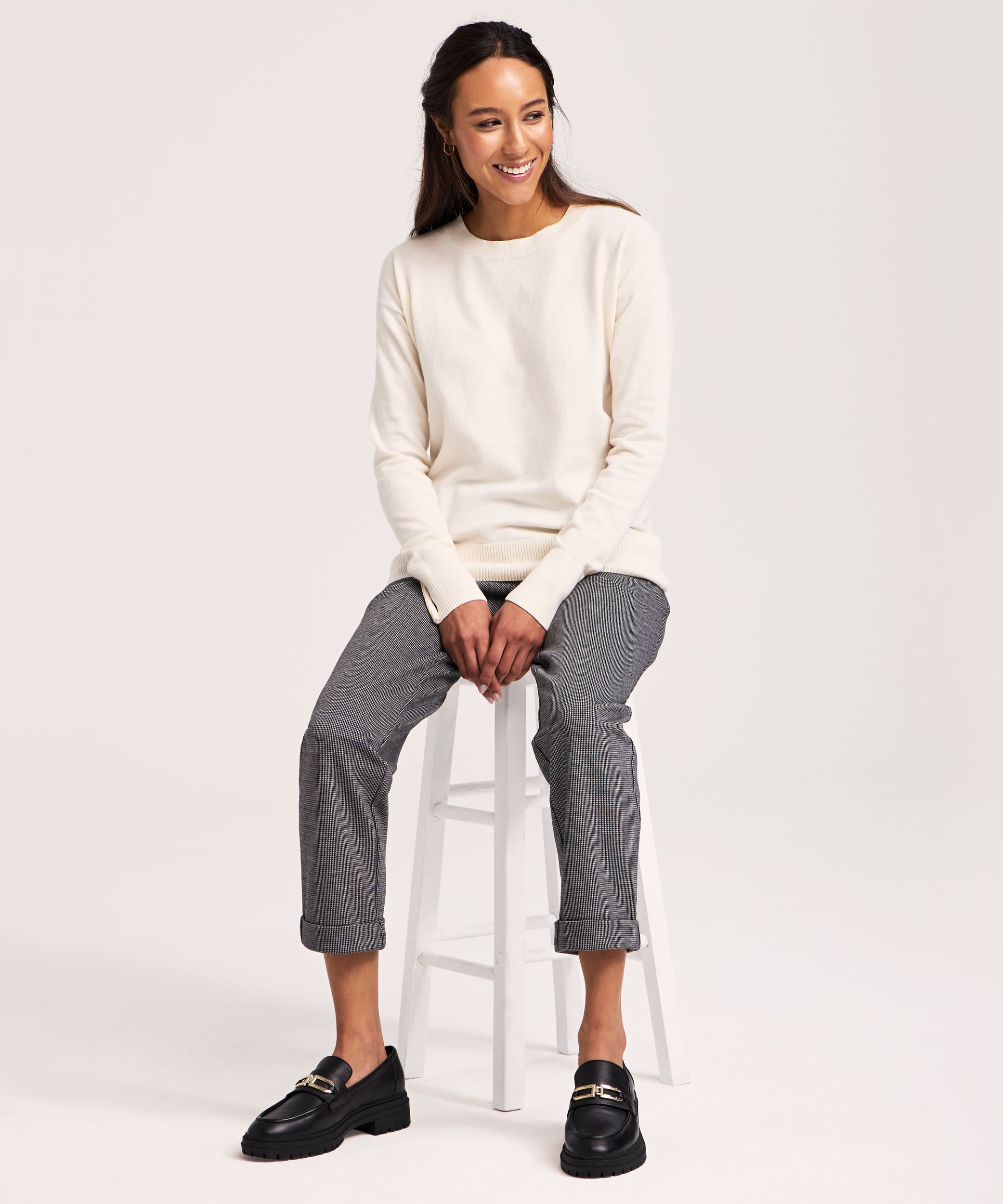 Denver Hayes Women's Everyday Cotton Crewneck Pullover Sweater