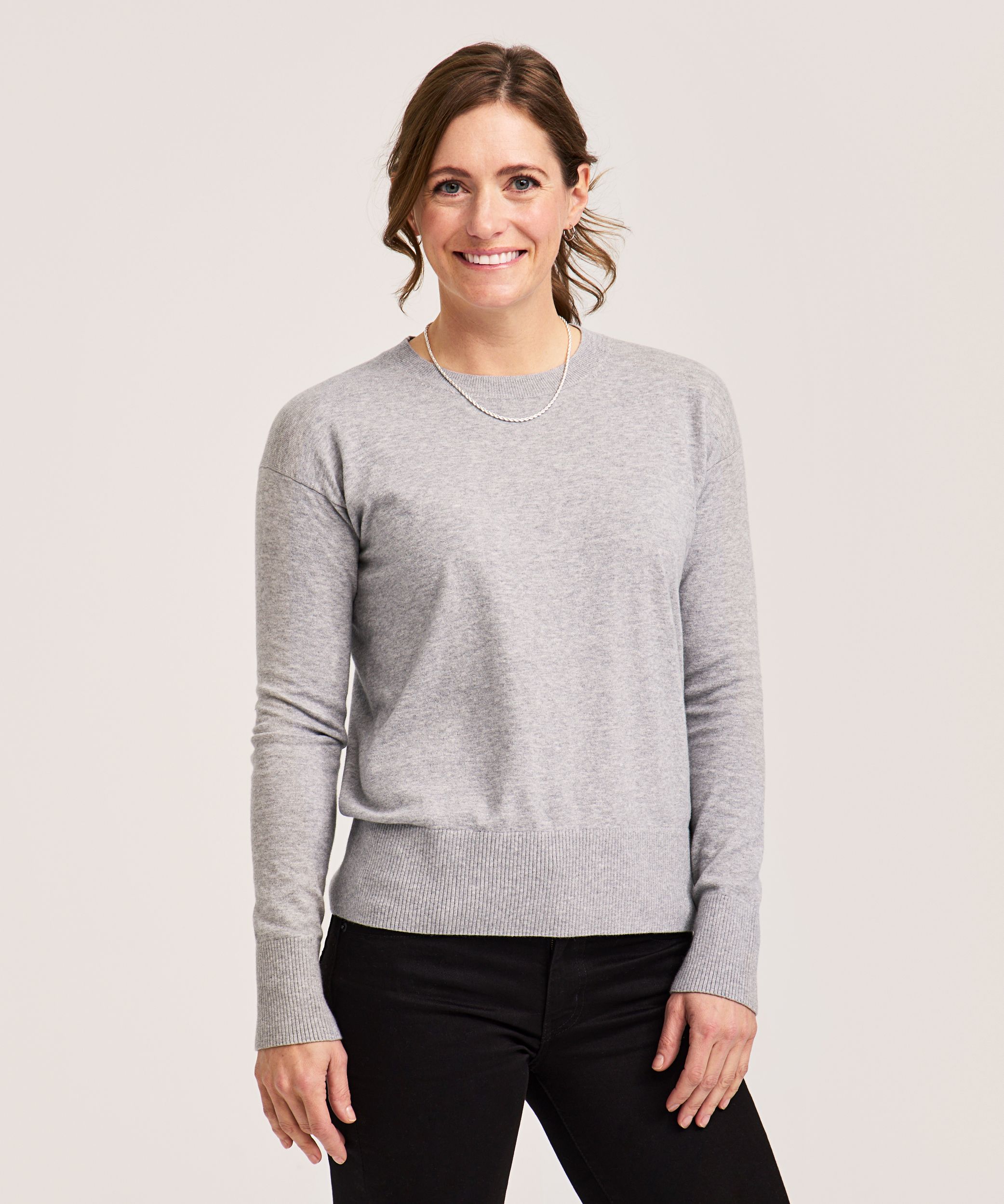 Womens Gray Crewneck Sweater Women's Crewneck Sweater Dark Grey