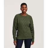 WindRiver Women's Cotton Blend Cable Crewneck Pullover Sweater Front_Flat