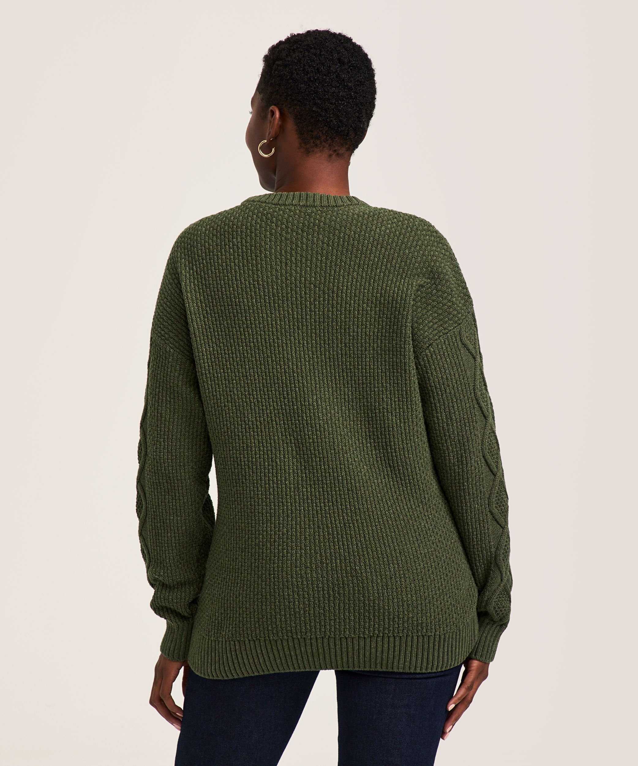 WindRiver Women's Cotton Blend Cable Crewneck Pullover Sweater