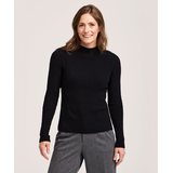 Denver Hayes Women's Fine Gauge Ribbed Long Sleeve Mock Neck Pullover Sweater Front_Flat