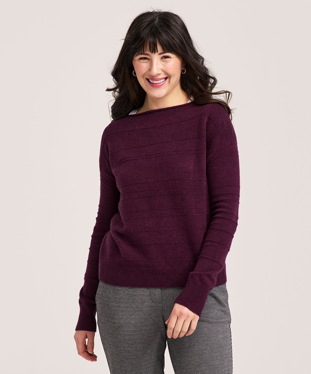 Denver Hayes Women's Boatneck Link Stitch Pullover Sweater