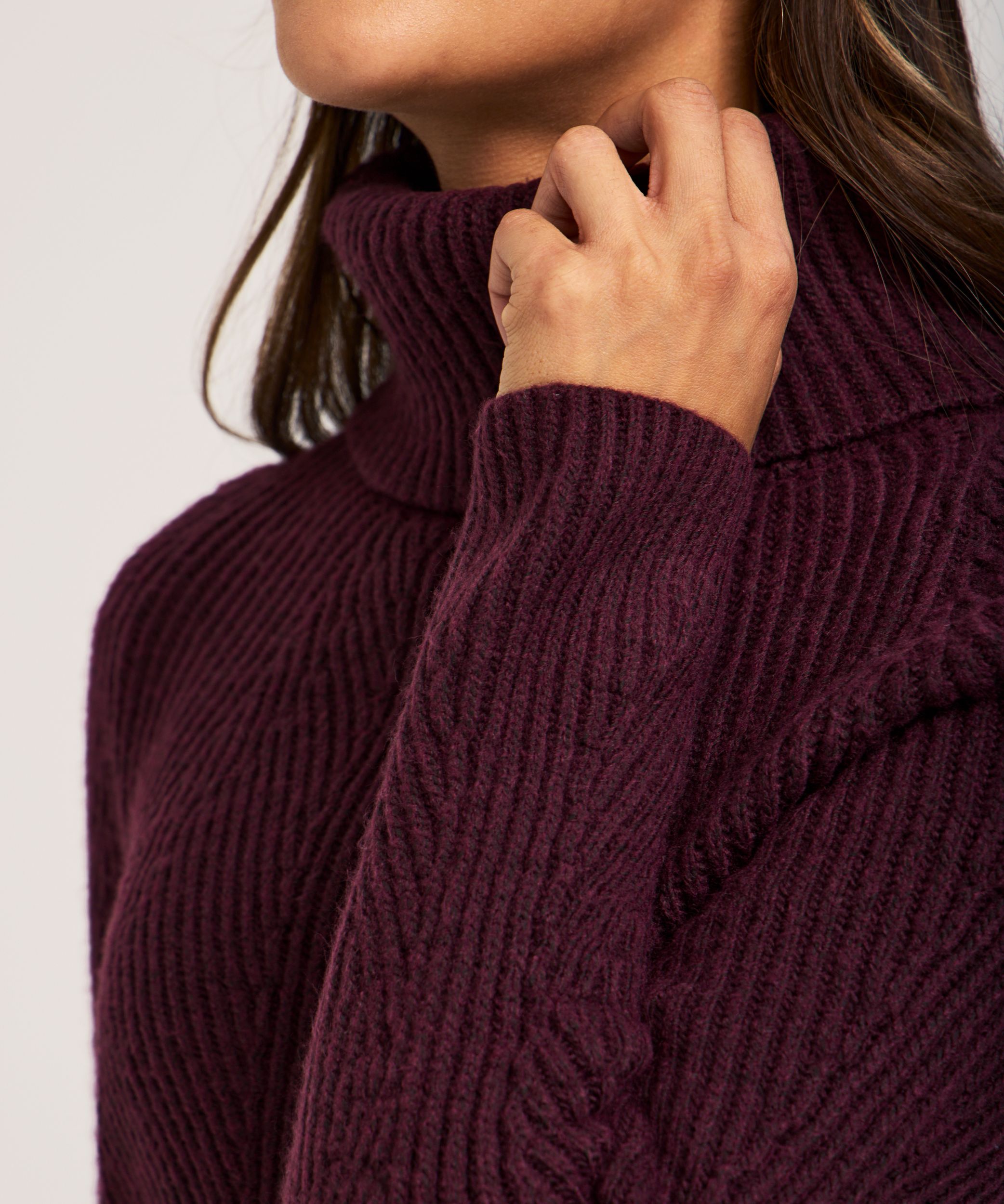 Tunique en tricot côtelé à point fantaisie avec col roulé pour femmes, Denver Hayes