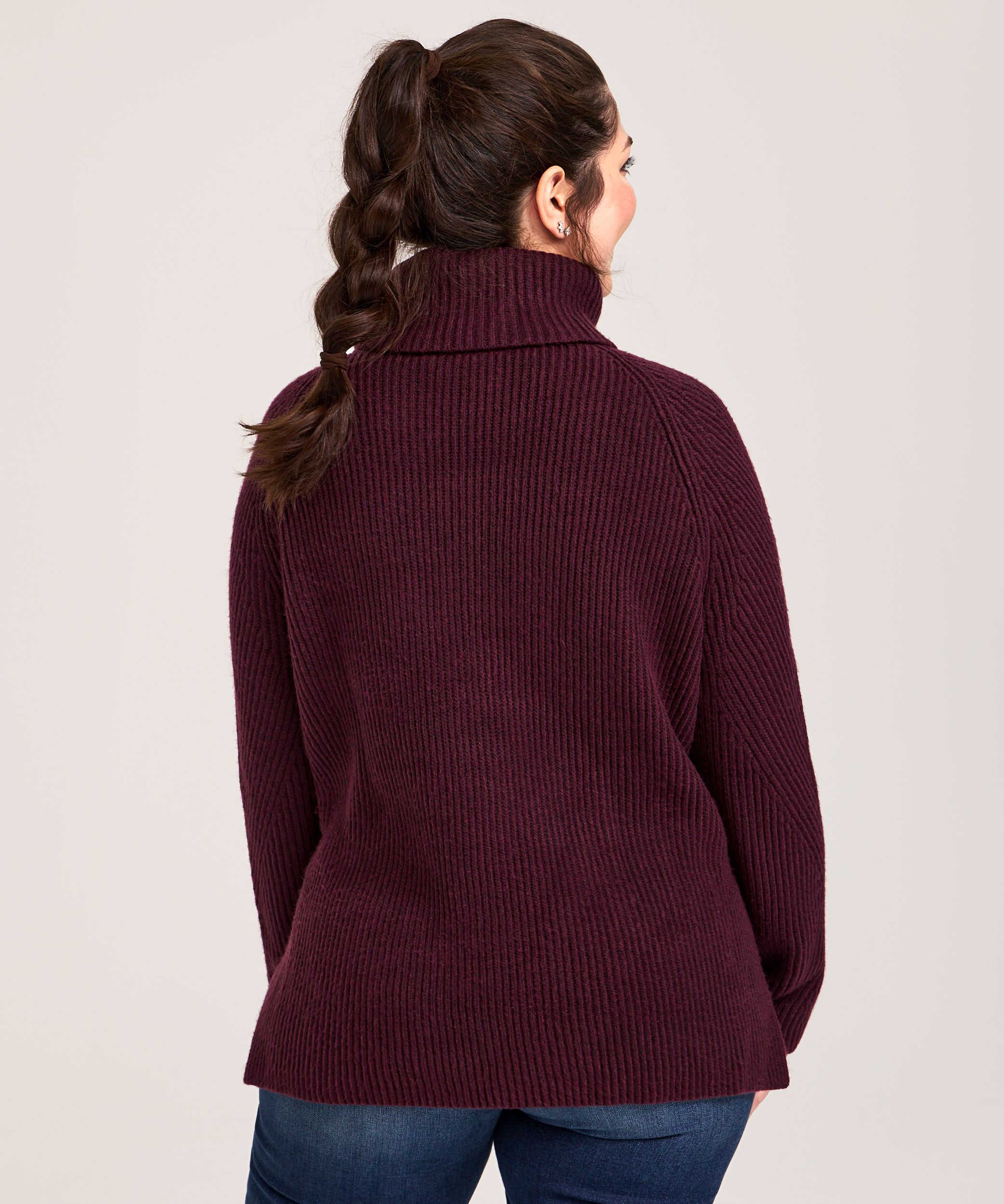 Tunique en tricot côtelé à point fantaisie avec col roulé pour femmes, Denver Hayes