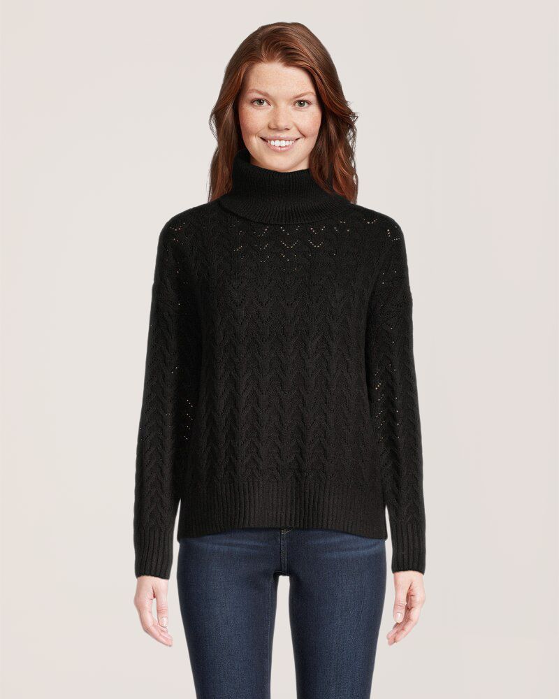 Chandail à col roulé à point de chevrons pour femmes, Denver Hayes