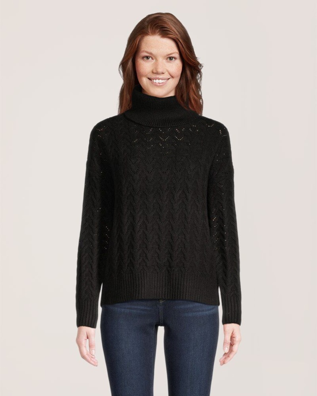 Chandail à col roulé à point de chevrons pour femmes, Denver Hayes