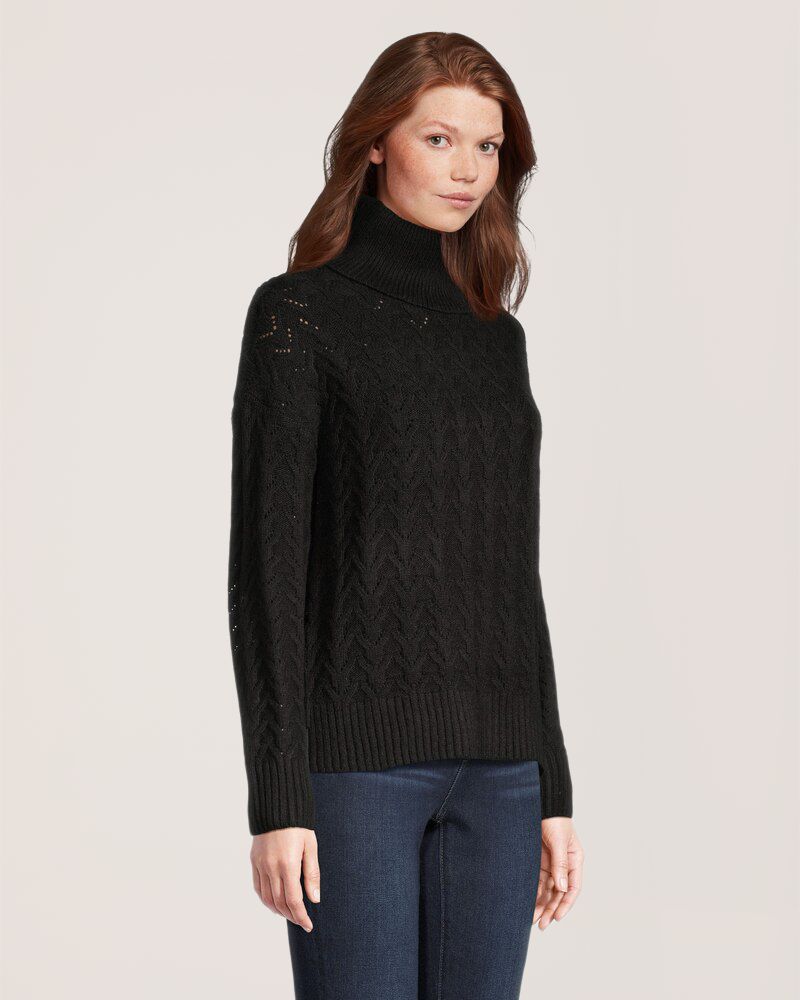 Chandail à col roulé à point de chevrons pour femmes, Denver Hayes