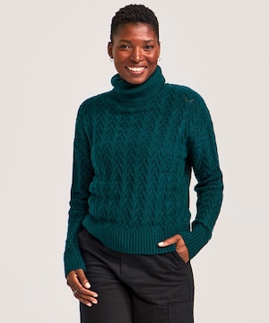 Chandail à col roulé à point de chevrons pour femmes, Denver Hayes